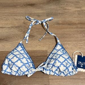 Roller Rabbit x Target Blue Monkey Bikini Top size M